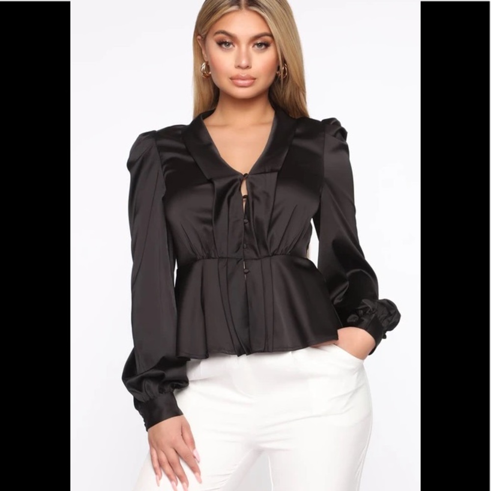 NWT Fashion Nova Keeping Receipts Satin Top